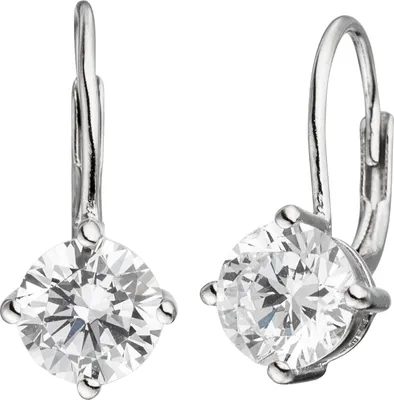 Produktbild von JOBO Boutons quadratisch 925 Sterling Silber rhodiniert 2 Zirkonia Ohrringe Ohrhänger