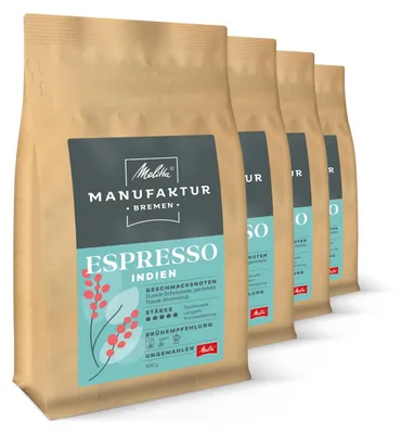 Produktbild von Melitta Manufaktur-Kaffee Espresso Indien Spezialitäten-Kaffee, Kaffeebohnen