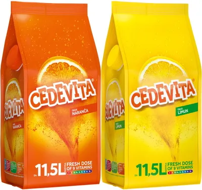 Produktbild von Cedevita Orange/Cedevita Zitrone (narandza/limun) Instant Pulver Vitamin Getränke Mix 2 x 900g,macht 23 L Saft alkoholfreie