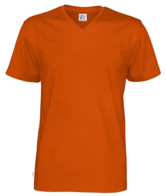 Produktbild von Cottover - T-Shirt für Herren/Damen Uni, V-Ausschnitt, Baumwolle ET549 (M) (Orange)