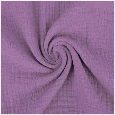 Musselin Stoff extra breit 280 cm in Flieder – Double Gauze Baumwollstoff Meterware für Bettwäsche und Gardinen.