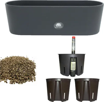 Produktbild von Set6 6 teilig Kunststoff Flori Pflanzschale schwarz für Erdpflanzen L 36.0 cm B 13.5 cm H 11.0 cm