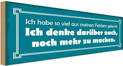 Produktbild von vianmo Holzschild 10x27 cm ich so viel aus Fehlern gelernt Spruch Zitat