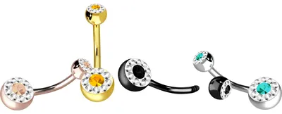 Produktbild von Bauchnabelpiercing Chirurgenstahl Bananabell MULTIKRISTALL