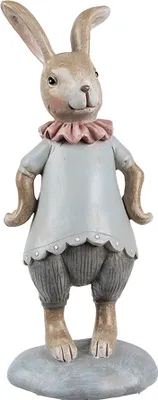 Image de Clayre & Eef Figurine de décoration Lapin 19 cm Beige Bleu Plastique