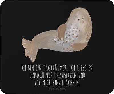 Produktbild von Mr. & Mrs. Panda Mauspad Robbe Lachen - Schwarz - Geschenk, Lustige Sprüche, Seehund, pc, Strand, mousematte, Mouse Pad, laptop, Robben, Ostsee, Nordsee, Mousepad