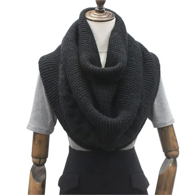 Produktbild von Strickschal Damen Loop Schal Winter Warme Nackenwärmer Halswärmer, Schwarz