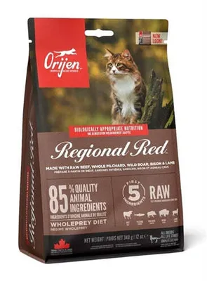 Obrázek produktu pro Orijen Regional Red, Dospělý jedinec, Jakékoli plemeno, Hovězí, Jehněcí, Vepřové, 340 g