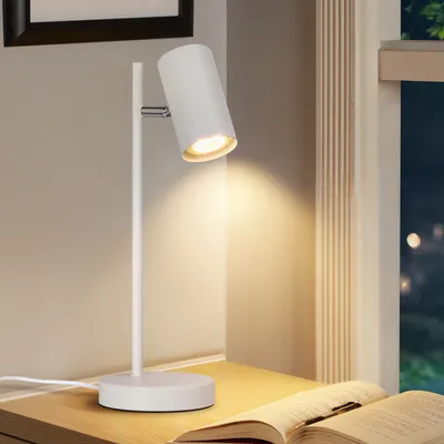 Obrázek produktu pro ZMH noční lampička stolní lampa do ložnice bílá - otočná 350° GU10 stolní lampa noční stolek noční světlo kovová stolní lampa lampa na čtení s obývacím pokojem stolní lampa studovna