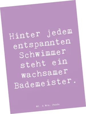 Produktbild von Mr. & Mrs. Panda Postkarte Spruch Bademeister schützend - Lavendeltraum - Geschenk, Postkarten, Geschenke für Berufstätige, Ansichtskarten, Schwimmer Schutz, Beruf, Meer