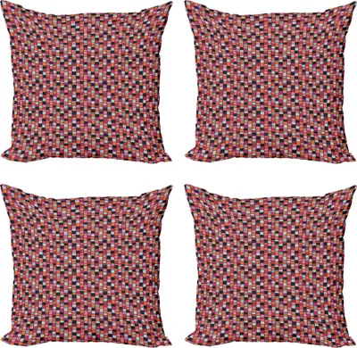 Produktbild von ABAKUHAUS Pflasterstein Kissenbezug Set (4 Stück), Patchwork Bricks, Moderner Doppelseitiger Digitaldruck, 60 cm x 60 cm, Mehrfarbig