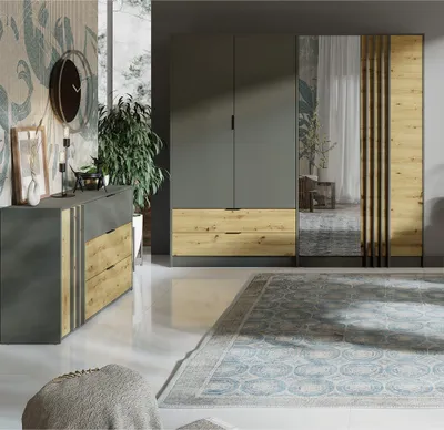 Produktbild von Schlafzimmer Set 2-teilig modern in grau mit Eiche RAGUSA-166