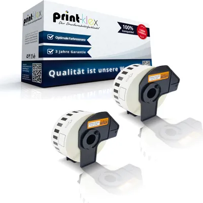 Produktbild von Print-Klex 2x Kompatible Etiketten-Rollen kompatibel mit Bother P-Touch DK-22214 P-Touch QL 580 Series QL 650TD QL 700 QL 710W QL 720NW DK22214 12mm 30,48m Endlos Adress Etiketten Label Office Serie