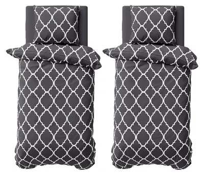 Produktbild von 4 teilige Bettwäsche 155x220 cm Baumwolle Renforce Bettbezug Garnitur Set Ornamente Maroc Anthrazit