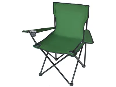 Produktbild von Campingstuhl  Angelstuhl Klappstuhl mit Armlehnen und Getränkehalter bis 100 kg Faltbar mit Tragetasche Schwarz/Blau/Grün 8001, Farbe:Grün