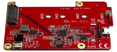 Produktbild von StarTech.com USB auf M.2 SATA Konverter für Raspberry Pi und Entwicklungsboards, Mikro-USB, M.2, Rot, 5839751 h, CE, FCC, Renesas - µPD720231A