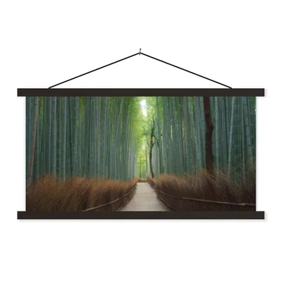 Produktbild von MuchoWow® Textilposter Bambus - Weg - Wald 120x60 cm mit schwarzem Rahmen - Dekoration Schlafzimmer