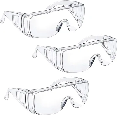 Produktbild von Schutzbrille für Brillenträger  Antibeschlag-Schutzbrille Augenschutz mit klarer Sicht, Kratzfest und UV-beständiger Labor Schutzbrille über Brille Männer Frauen Clear 3er Pack