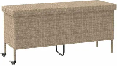Obrázek produktu pro Zahradní úložný box s kolečky béžová 160x55x75 cm polyratan