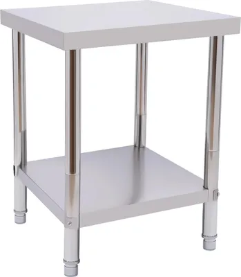 Immagine prodotto di Tavolo da lavoro in acciaio inox - Tavolo da preparazione/lavoro - 61 x 46 cm - Con ripiano inferiore - Per uso intensivo per catering/ristorazione - Argento