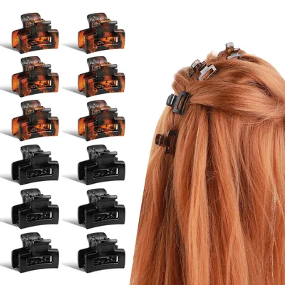 Produktbild von 12 Stück Mini-Haarklammern 90er-Jahre-Farben lockiges Haar Mädchen