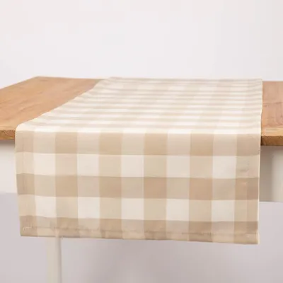 Produktbild von Tischläufer Karos beige weiß 40x160cm von SCHÖNER LEBEN.