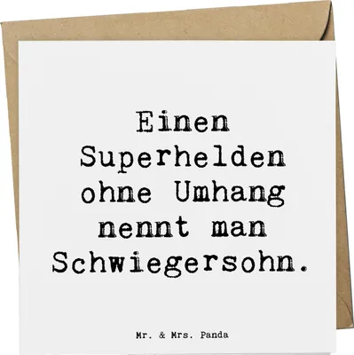 Produktbild von Mr. & Mrs. Panda doppelkarte Spruch Held Schwiegersohn - Weiß - Geschenk, faltkarte, Anerkennung, anlasskarte, Schwiegereltern, herzerwärmende Sprüche, Beziehung, Humor