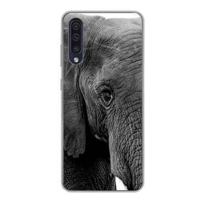 Produktbild von MuchoWow® Handyhülle Schutzhülle Hülle für Samsung Galaxy A30s Elefant - Tiere - Schwarz - Weiß - Natur Silikon Softcase Handy Hülle - Karteninhaber