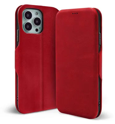 Produktbild von Conie Retro Klapp Tasche für iPhone 16 Pro Kartenfach Hülle Rundumschutz in Rot