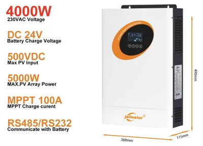 Produktbild von Solar Wechselrichter - Hybrid Inverter 4kW 24V - MPPT 100A 500V DC - Reine Sinuswelle 220-240V einphasig - Off/On-Grid - WLAN Überwachung