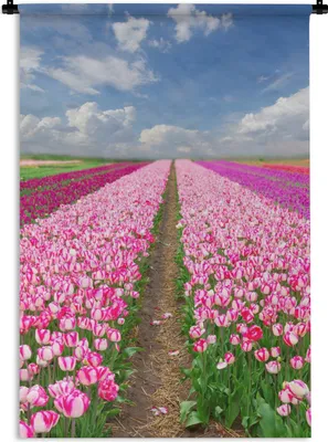 Produktbild von MuchoWow® Wandteppich Wandbehang Tulpen - Sonne - Frühling 60x90 cm Tapisserie Dekoration Wandtuch - Foto-Teppich - Abwaschbar