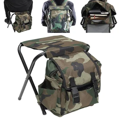 Produktbild von Tragbarer Angelstuhl, Rucksackaufbewahrung, Kompaktes Design, Armeegrün