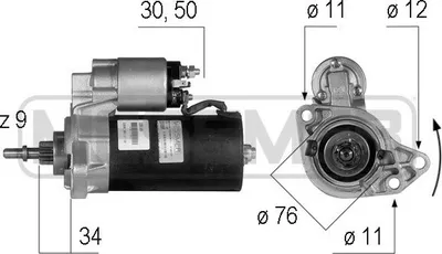 Produktbild von ERA 220189A Starter Anlasser 1,7kW für VW Transporter IV Bus (70B, 70C, 7DB, 7DK, 70J, 70K, 7DC, 7DJ) 12V