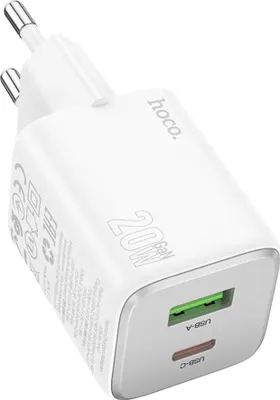 Immagine prodotto di Caricatore di rete Adattatore di ricarica 2 porte USB-A, USB-C 20 W Caricatore rapido GaN Bianco