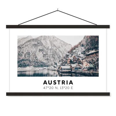Produktbild von MuchoWow® Textilposter Österreich - Wasser - Berge - Alpen 120x80 cm mit schwarzem Rahmen - Wanddeko