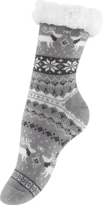 Produktbild von Yenita® Hüttensocken mit ABS-Sohle im Norwegerdesign 36-41 grau