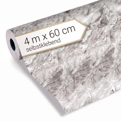Produktbild von Dalsys Wandverkleidung selbstklebend 60x400cm Marmoroptik Grau - PVC Wandpaneele auf Rolle, flexible Wandverkleidung Badezimmer wasserfest, 2,3mm Materialstärke, Spritzschutz Küchenrückwand