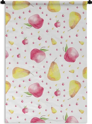 Produktbild von MuchoWow® Wandteppich Wandbehang Obst - Aquarell - Muster 120x180 cm Tapisserie Dekoration Wandtuch - Schlafzimmer - Dekorationen für das Haus