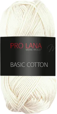 Produktbild von Pro Lana BASIC Baumwolle Baumwollgarn 50 g ideal für Kleidung, Spielzeug, Accessoires 125 m Farbe 002 - creme