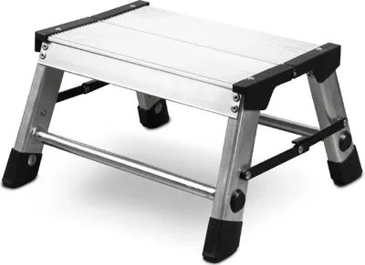 Produktbild von siwitec Klapptritt 1 Stufe, Haushalt, leicht, rutschfeste Füße, 150 kg, Alu, PP, TPR-Endkappen, 34,8x33x19 cm geöffnet, 34,8x19,6x24,7 cm geklappt, 20 cm Stufenbreite, DIN EN14183-B-2, 1,32 kg