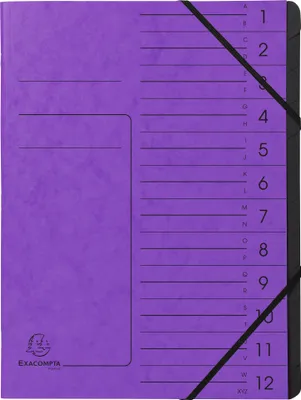 Produktbild von Exacompta Ordnungsmappe 541208E DIN A4 12Fächer Karton violett