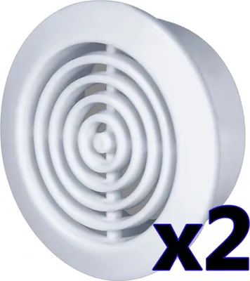 Immagine prodotto di Griglia di ventilazione bianca per apertura di 45 mm, 2 pezzi.