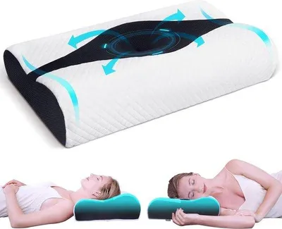 Produktbild von Unyqoos® Nackenstützkissen Memory Foam – ergonomisches orthopädisches Nackenkissen gegen Nackenschmerzen & Schnarchen, 60 x 40 x 12/10 cm, abnehmbarer Bezug