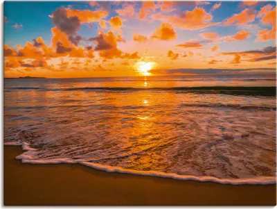 Produktbild von ARTland Leinwandbild Sonnenuntergang am Strand Größe: 40x30 cm
