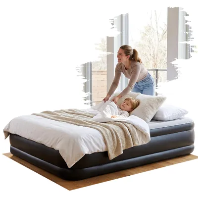 Obrázek produktu pro XMTECH Nafukovací matrace, rozměry 203x152x46 cm, dvoulůžko s elektrickou pumpou a přepravní taškou