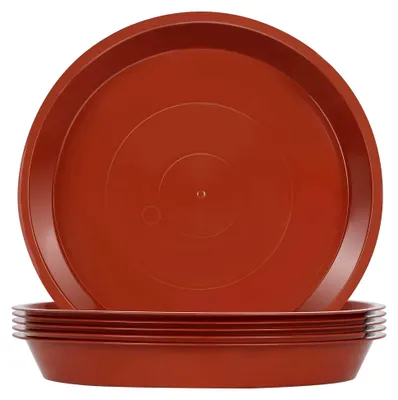 Produktbild von 6 Stück Blumentopfuntersetzer, Kunststoffuntersetzer für Innen- und Außenpflanzen - 14 cm/Rot