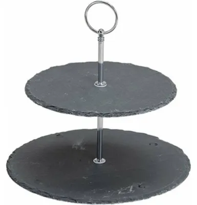 Produktbild von Alpina Etagere - Schiefer - 2-lagig - Durchmesser 20 und 25 cm