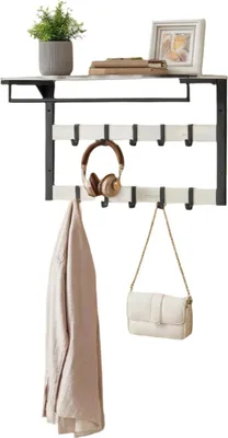 Zdjęcie produktu dla Szafka ścienna z półką i 10 odpinanymi haczykami – oszczędza miejsce – 30 x 65 x 42 cm