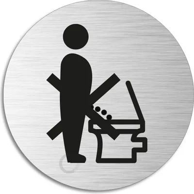 Produktbild von Schild - Bitte setzen | Türschild Aluminum | Edelstahloptik selbstklebend  Ø 75 mm