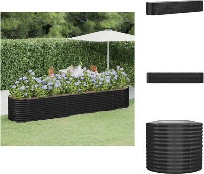 Produktbild von vidaXL Hochbeet Pulverbeschichteter Stahl 368x80x68 cm Anthrazit -  Blumentöpfe & Pflanzgefäße